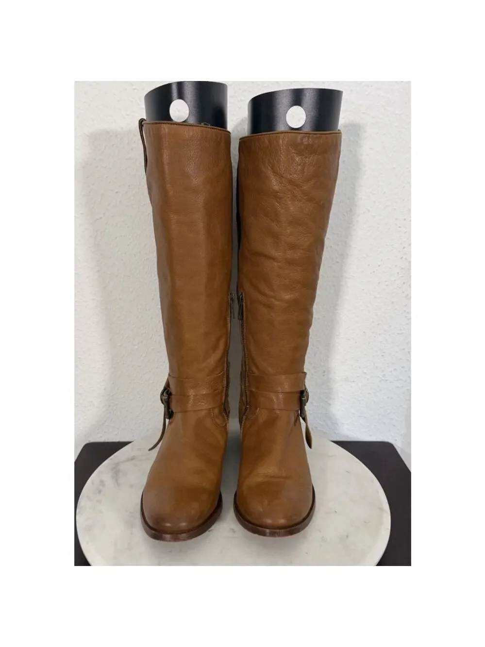 Frye Melissa Knotted Tall Riding Boots Sz 6.5B Leather Camel Brown Retail $400